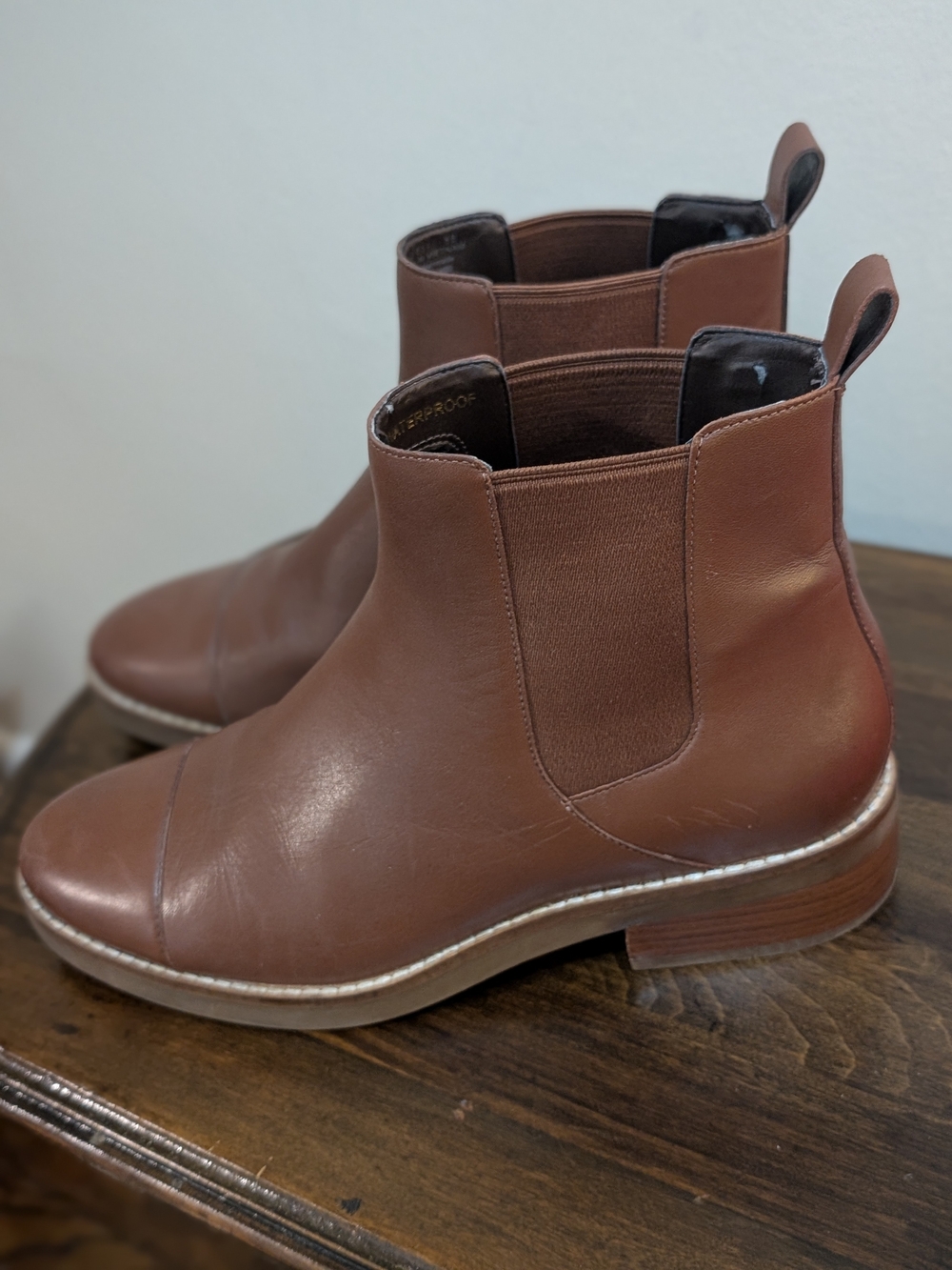 Cole Haan Mara Grand Cap Toe Chelsea Booties Brown Leather Waterproof - 8.5